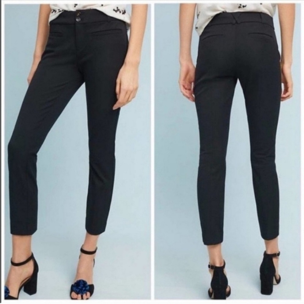 Anthropologie The Essential Slim Trouser Pants Size 8 Black